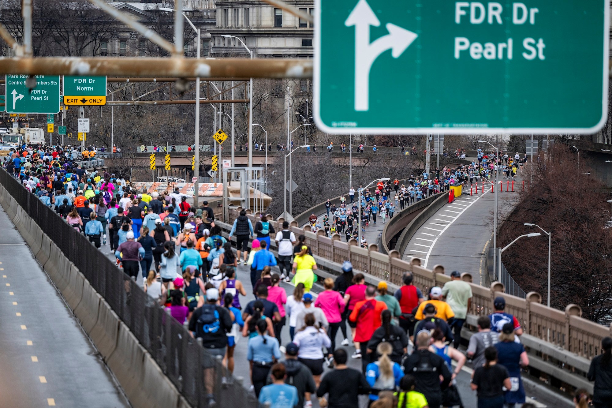 Runners on the FDR Drive at the 2025 United Airlines NYC Half